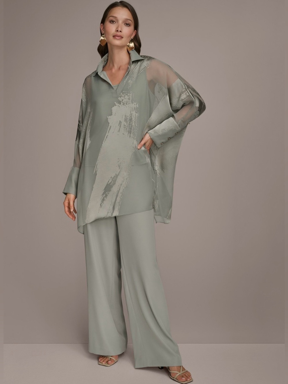 Donna Karan New York Long-Sleeve Burnout Tunic
